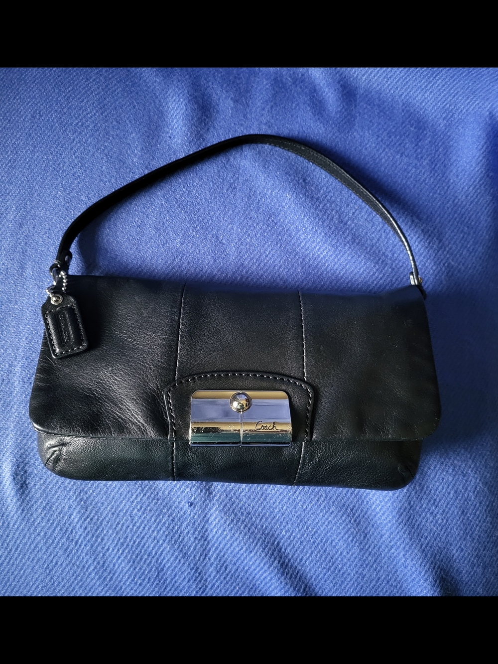 Coach Black Leather Turn-Lock Wristlet Clutch - Picture 2 of 13